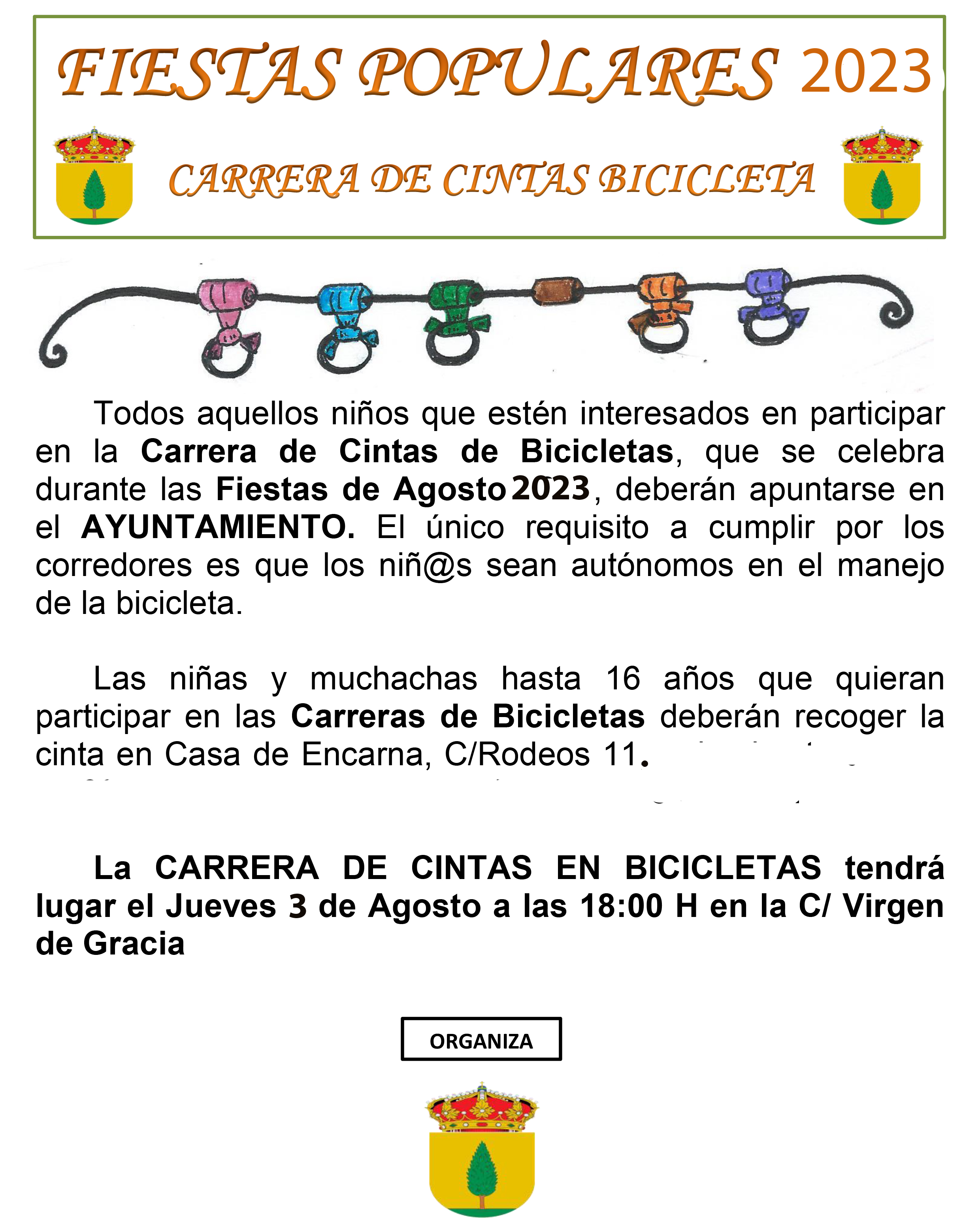 CARTEL CARRERA CINTAS BICICLETA 23