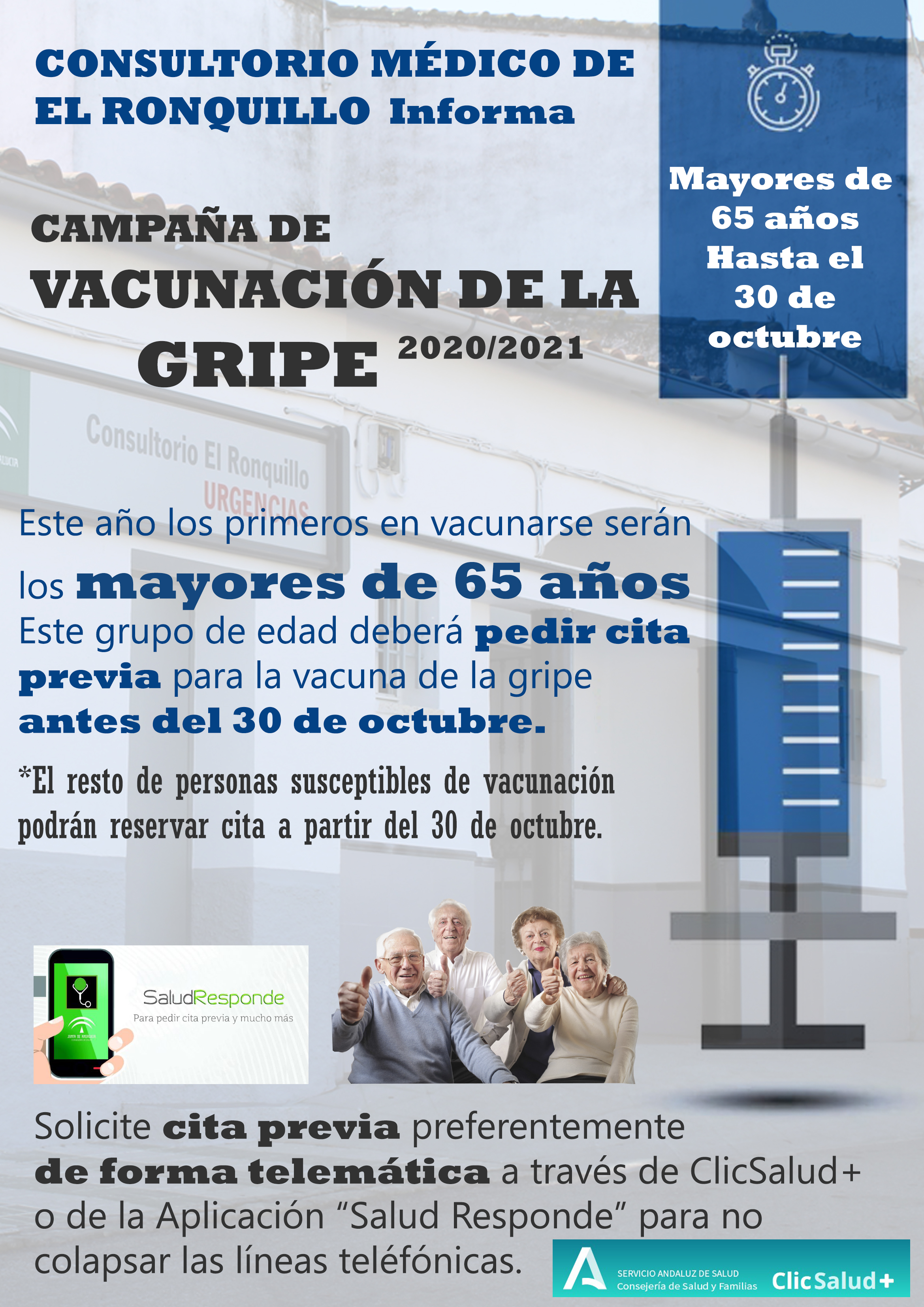 Cartel Campaña Vacunación de la Gripe mayores 65 años