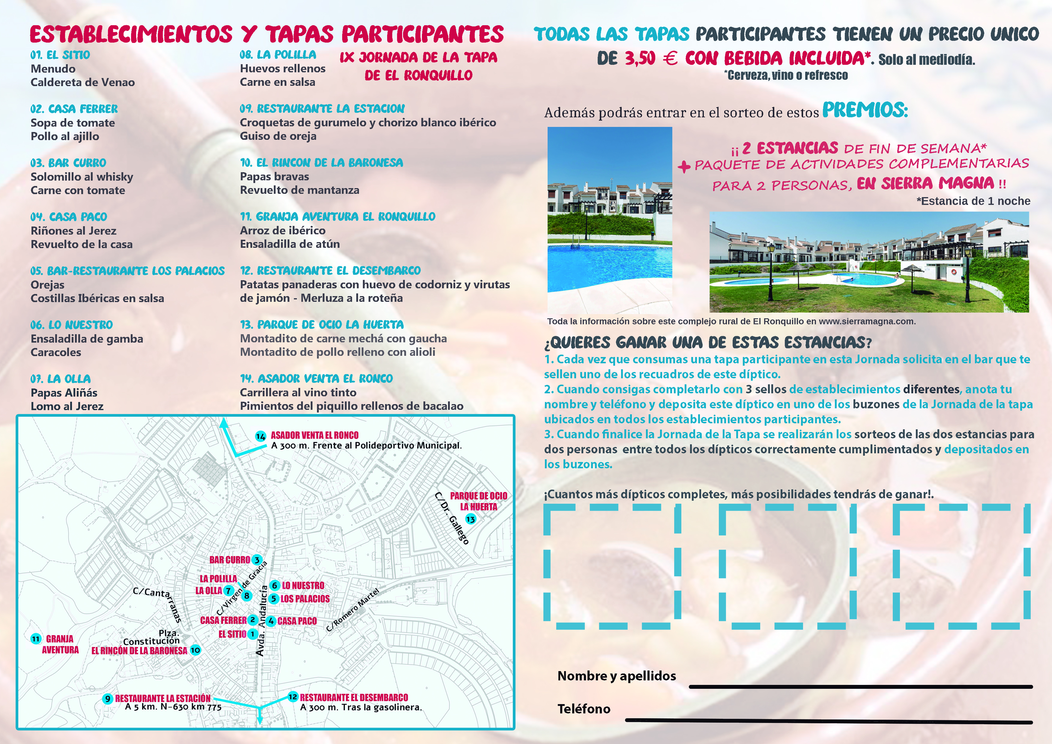 Díptico Interior IX Jornada de la Tapa