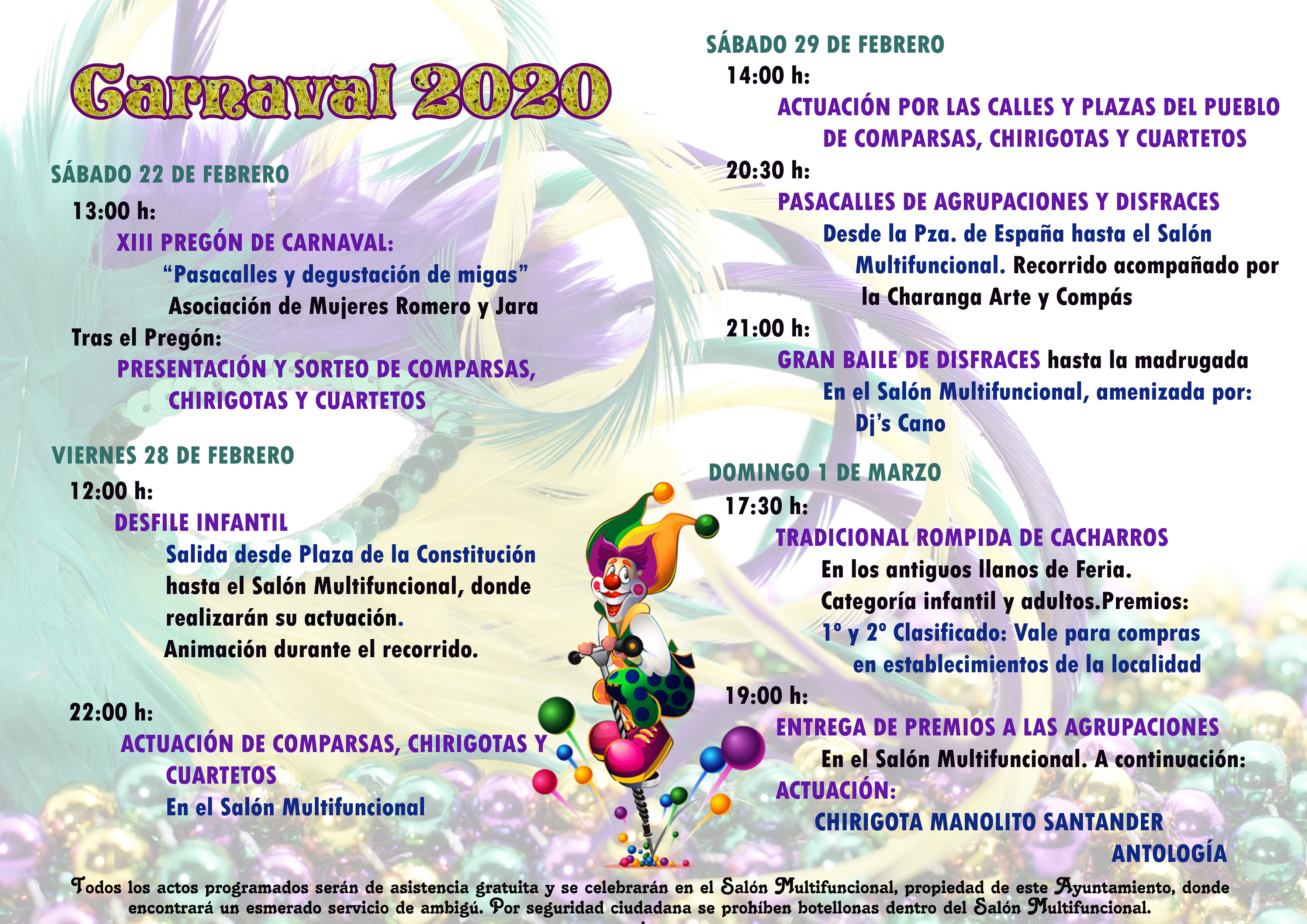 Díptico interior Carnaval El Ronquillo 2020r