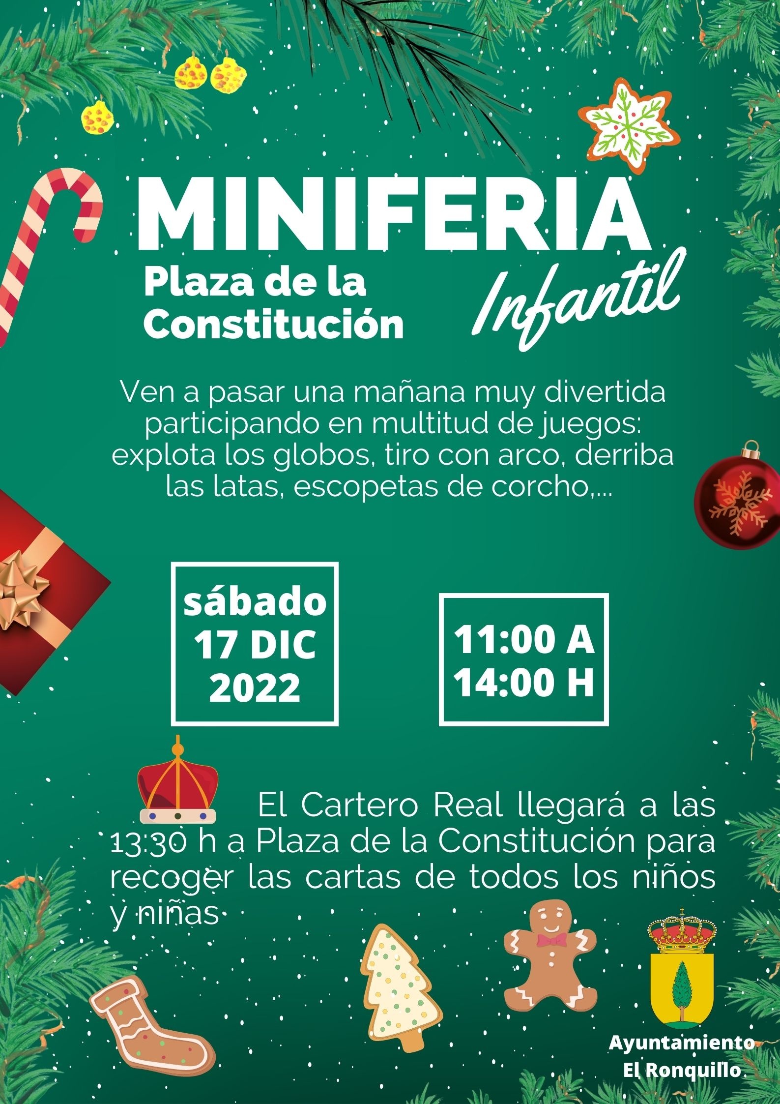 Poster Cartel Mercadillo Navideño o Feria Actividades y Eventos de Navidad Saturado Elegante Atrevido Verde Blanco (1)