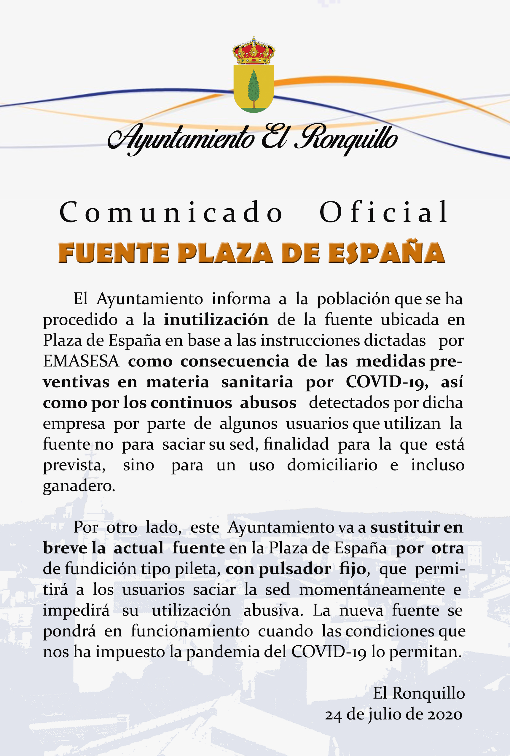 comunicado oficial fuente plaza españa