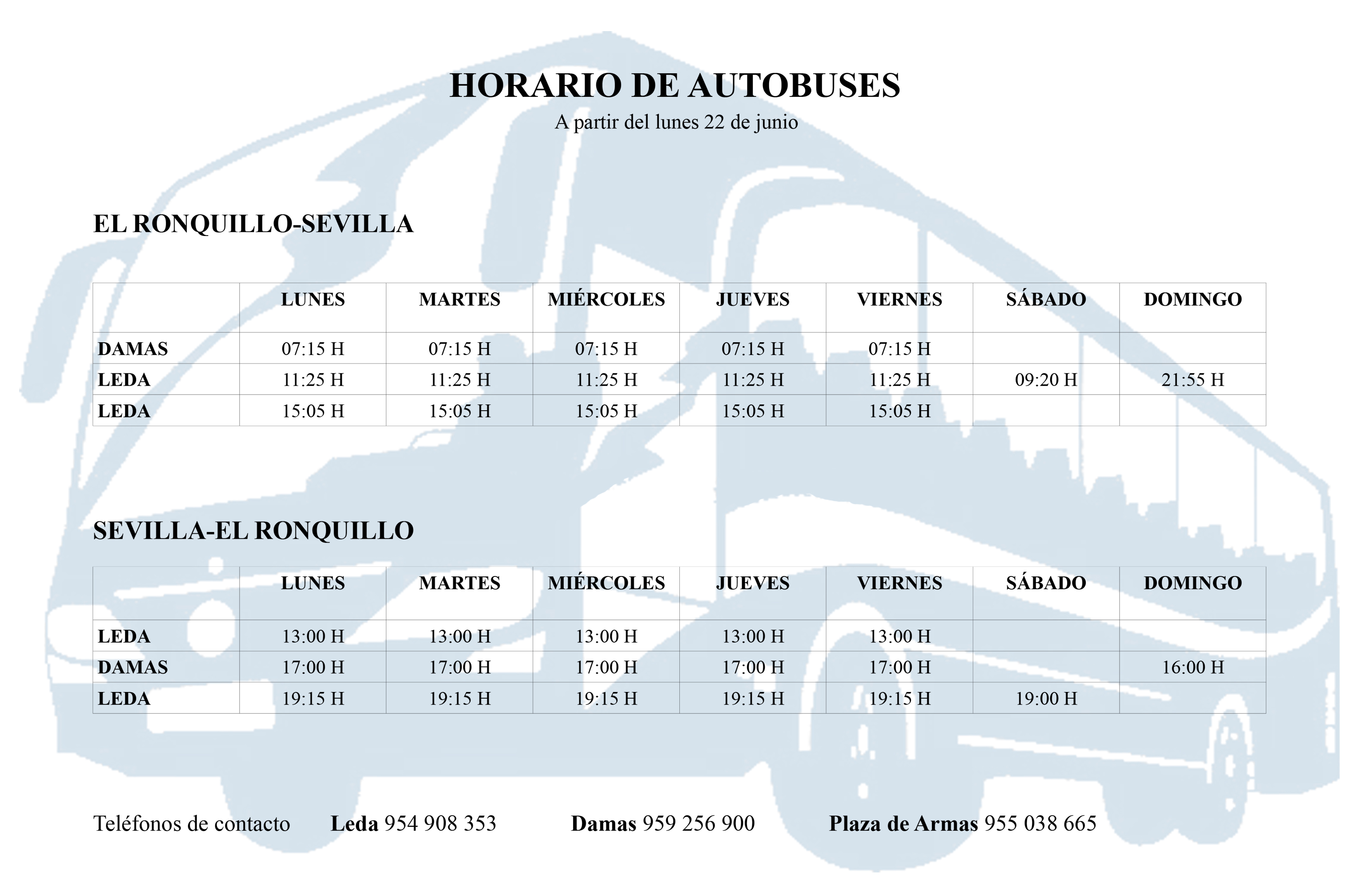 horario autobuses 19 de junio
